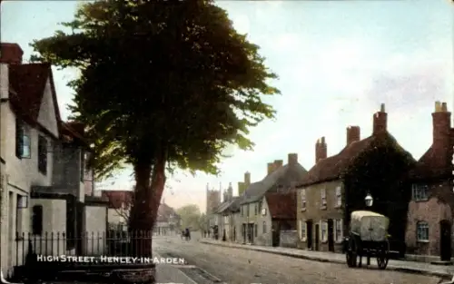 Ak Henley in Arden Warwickshire England, High Street