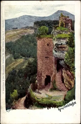 Künstler Ak Dahn in der Pfalz, Burgruine Grafendahn