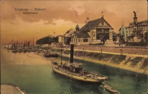 Ak Ruhrort Duisburg im Ruhrgebiet,  Ruhrort, Schifferbörse, Hafen, Schiffe