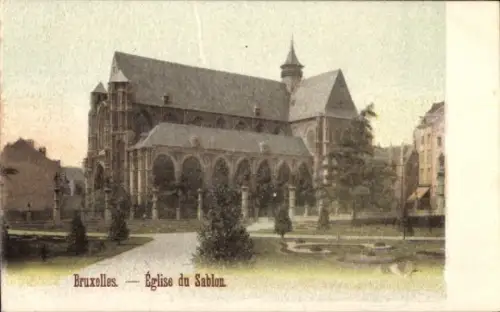 Ak Bruxelles Brüssel,  Église du Sablon, Kirche, Park, Bäume