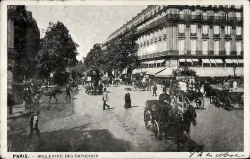 Ak Paris IX Boulevard de Capucines, Kutschen