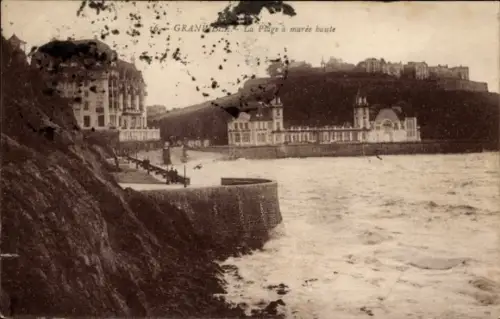 Ak Granville Manche, Strand bei Flut