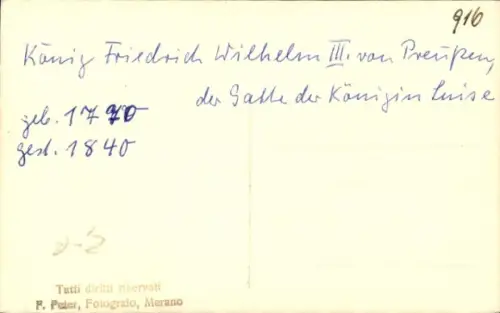 Ak Friedrich Wilhelm III. von Preußen, Portrait