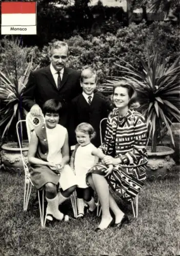 Ak Prinz Rainier III., Prinzessin Grace, Prinz Albert, Prinzessin Caroline, Stéphanie
