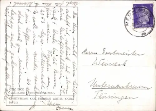 Künstler Ak Keck, Otto, Allgäuer Kartoffelschälerin