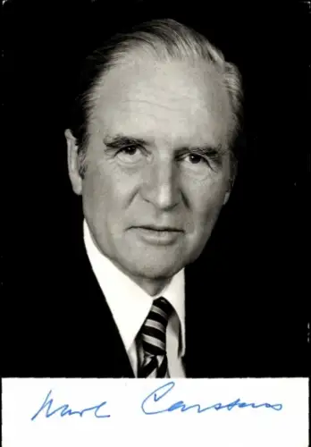 Ak Politiker Karl Carstens, ehem. Bundespräsident, Portrait, Autogramm