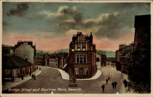 Ak Hawick Schottland, Stadtansicht, Bridge Street, Bourtree Place,   Architektur