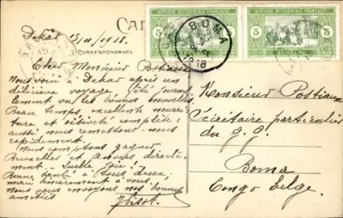 Ak Dakar Senegal, DAKAR Vue du Port, Grüße, 1918