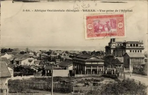 Ak Dakar Senegal,  Ansicht vom Krankenhaus, Poststempel, französische Kolonialzeit