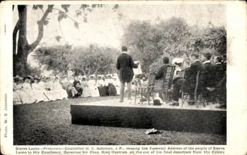 Ak Freetown Sierra Leone, Councillor H. C. Solomon, Farewell Address, Governor Sir Chas. King-Har