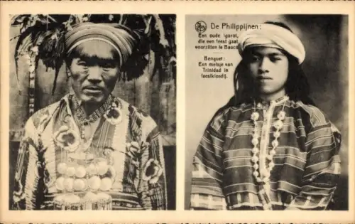 Ak Baguio Philippines Philippinen, Zwei Personen in traditioneller Kleidung, Igorot, Mädchen aus 