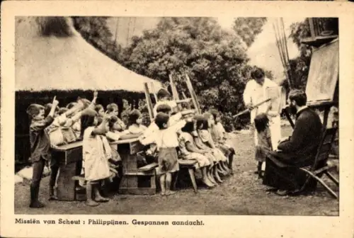 Ak Philippinen, Missions de Scheut, Kinder in der Missionsschule