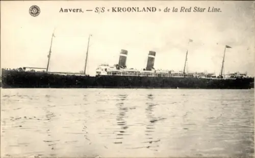 Ak Anvers Antwerpen Flandern, Schiff S/S KROONLAND, Red Star Line,  Wasseroberfläche
