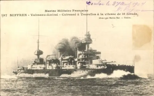 Ak Toulon Var, Kriegsschiff SUFFREN, Marine Militaire Française, Cuirassé, Geschwindigkeit 18 Kno