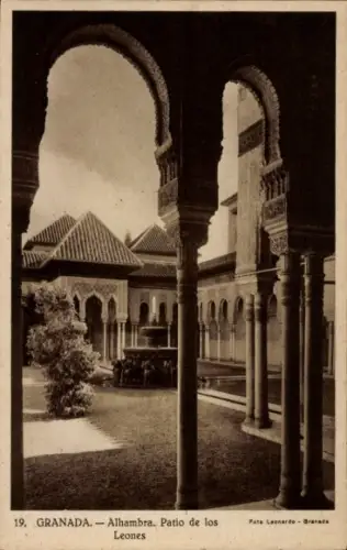 Ak Granada Andalusien Spanien, Alhambra, Patio de los Leones,  Foto Leonardo