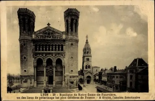 Ak Lyon Rhône, Basilique de Notre-Dame-de-Fourvière, berühmter Pilgerort, alter Schrein