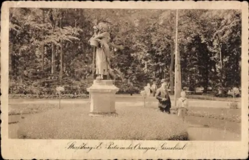 Ak Strasbourg Straßburg Elsass Bas Rhin, Statue, Kinder, Park,  Orangerie