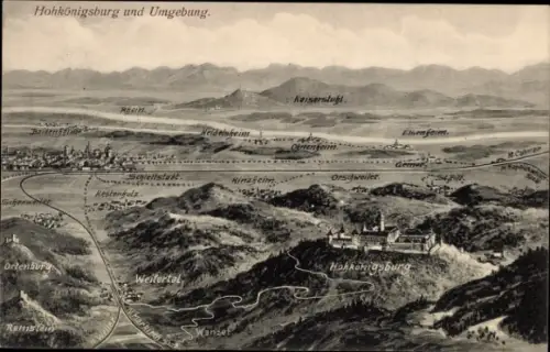 Ak Orschwiller Orschweiler Elsass Bas Rhin, Hohkönigsburg,  Umgebung, Landschaft, Städte, Gebirge