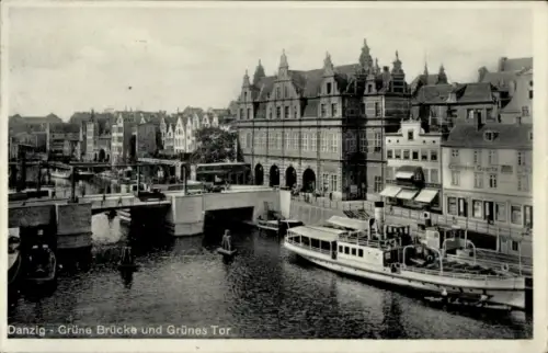 Ak Gdańsk Danzig, Grüne Brücke, Grünes Tor