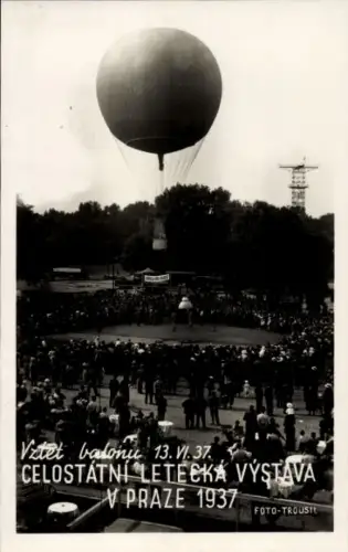 Ak Praha Prag Tschechien, Ausstellung, Ballon, Jahr 1937