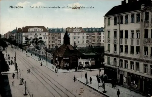 Ak Berlin Neukölln, Bahnhof Hermannstraße, Privatschule
