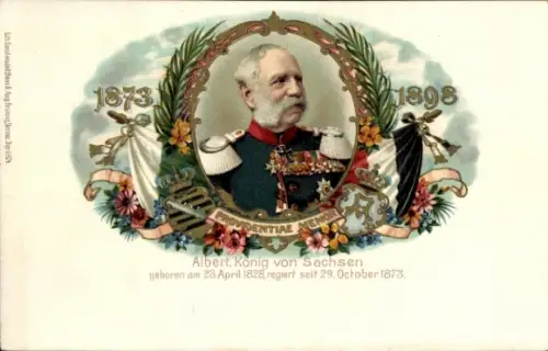 Litho König Albert von Sachsen, Jubiläum 1898, Portrait