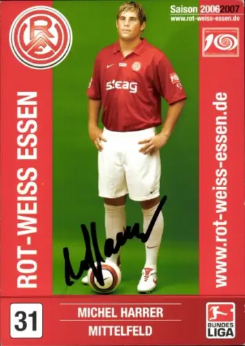 Autogrammkarte Fußballer Michael Harrer, Rot Weiss Essen, Autogramm