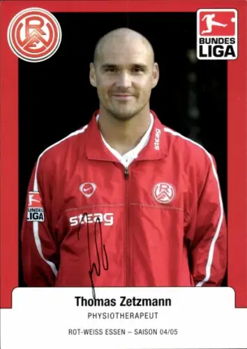 Autogrammkarte Physiotherapeut Thomas Zetzmann, Rot Weiss Essen, Autogramm
