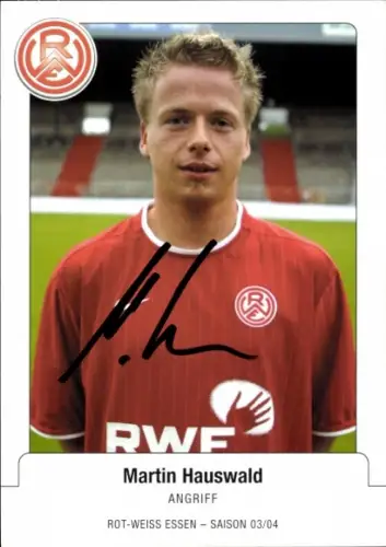 Autogrammkarte Fußballer Martin Hauswald, Rot Weiss Essen, Autogramm