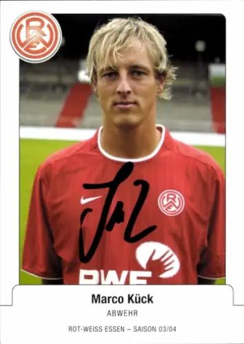Autogrammkarte Fußballer Marco Kück, Rot Weiss Essen, Autogramm