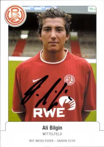 Autogrammkarte Fußballer Ali Bilgin, Rot Weiss Essen, Autogramm