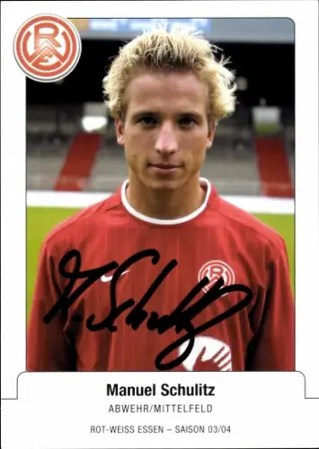 Autogrammkarte Fußballer Manuel Schulitz, Rot Weiss Essen, Autogramm