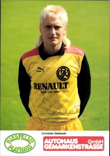 Autogrammkarte Fußballer Christian Gebauer, Rot Weiss Essen, Autogramm