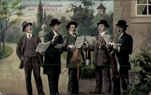 Ak Glückwunsch zum Geburtstag, singende Männer
