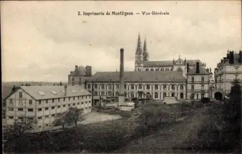 Ak La Chapelle Montligeon Orne, Imprimerie de   Druckerei, general view, Gebäude, Landschaft