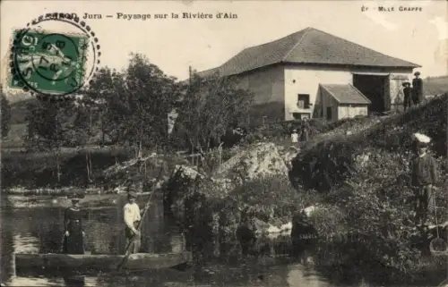 CPA Jura, Paysage sur la Rivière d'Ain