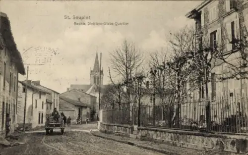 Ak Saint Souplet Nord, Divisions Stabs Quartier, Straßenansicht
