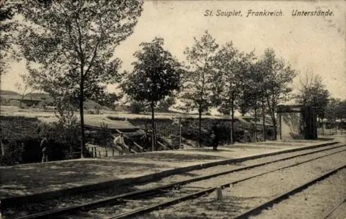Ak Saint Souplet Nord, Unterstände, Gleise