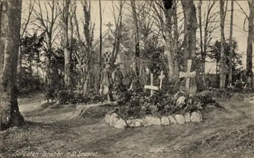 Ak Saint Souplet Nord, Soldatengräber