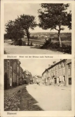 Ak Blamont Doubs, Landschaftsansicht, Blick von der Straße, Historische Architektur, Blamont