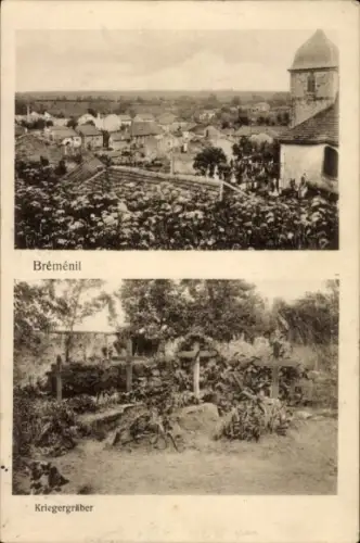 Ak Bréménil Meurthe et Moselle, Totalansicht von  Kriegergräber