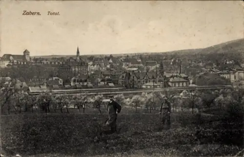 Ak Saverne Zabern Elsass Bas Rhin, Blick auf  landschaftliche Szenerie, zwei Landwirte in einem F
