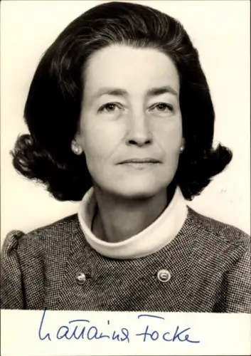 Ak Katharina Focke, Politikerin, Portrait, Autogramm