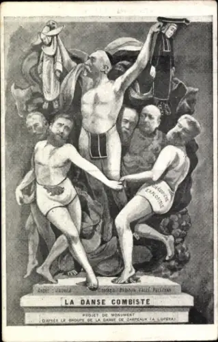 Ak La Danse Combiste, Combes, Karikatur