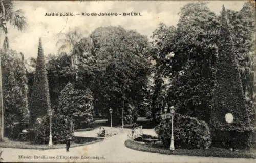 Ak Rio de Janeiro Brasilien, Öffentlicher Garten, Brasilien, Mission Brésilienne d'Expansion Econ