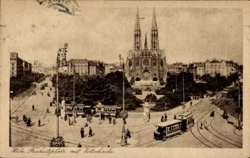 Ak Wien 9 Alsergrund Österreich, Freiheitsplatz, Votivkirche