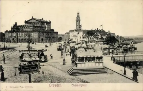 Ak Dresden, Theaterplatz, Straßenbahn