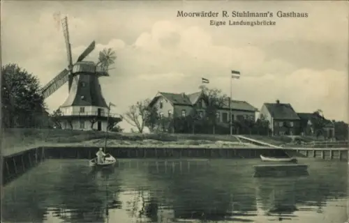 Ak Hamburg Mitte Wilhelmsburg Moorwerder, R. Stuhlmann's Gasthaus, Windmühle 
