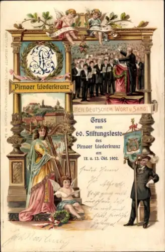 Präge Litho Pirna an der Elbe, Pirnaer Liederkranz, 60. Stiftungsfest 1902