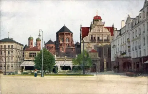 Judaika Ak München, Hotel Leinefeldern, Künstlerhaus, Synagoge, Novitas 543 2